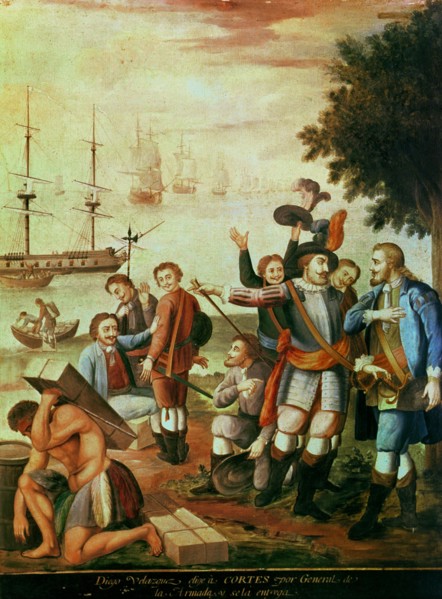 Diego Velázquez chooses as army general Cortes and gives it to him' oil painting of series 'Conqu?