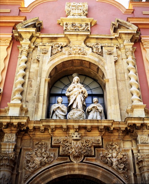 Detail of the door of the Museum of Fine Arts, Seville.