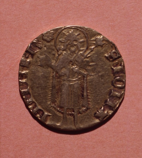 Florin, currency of the time of Peter III, coined in Perpignan, head.