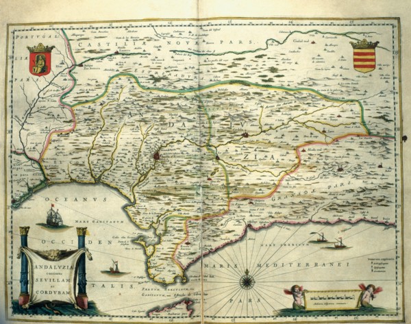Andalusia, colored engraving from the book 'Le Theatre du monde' or 'Nouvel Atlas', 1645, created?