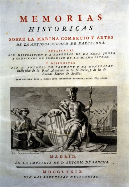 Cover 'Historical Records on Marina, Commerce and Arts of the ancient city of Barcelona', Volumes?
