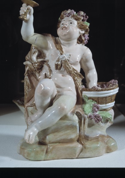 Bacchus, the Greek god of wine, ceramic figurine made in the Real Fábrica del Buen Retiro in 1775.