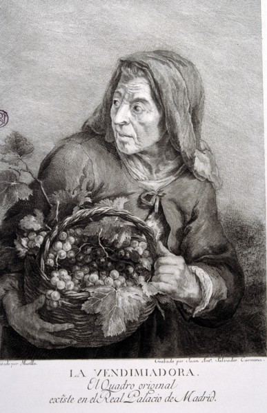 The harvester woman', engraving by Murillo.