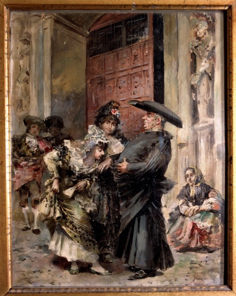 Exiting from Mass', oil by José Denis Belgrano.