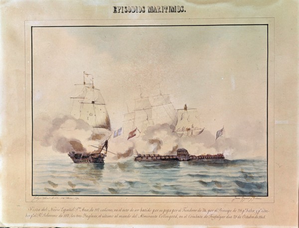 Battle of Trafalgar, the ship Santa Ana at the time of being sunk by three English ships, October?
