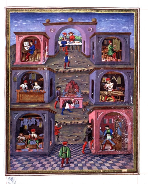 Arts and crafts, illustration from the book 'De Sphera' 15th century illuminated manuscript.