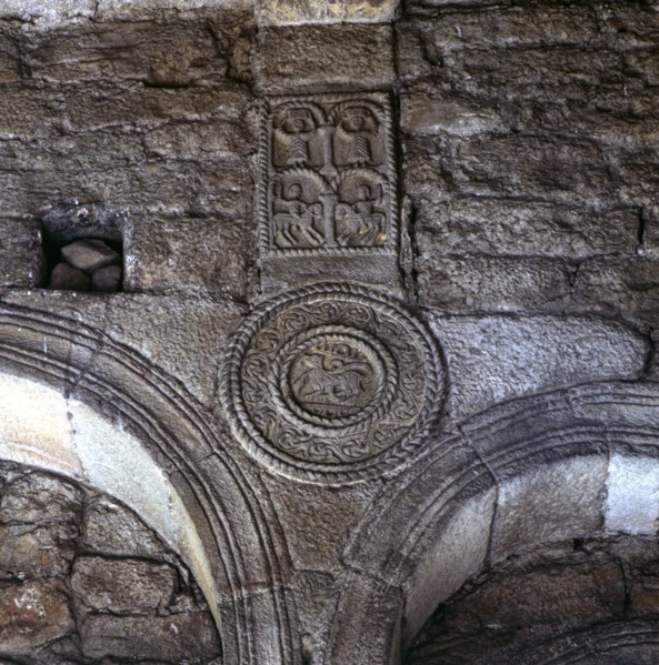 Decorative details inside the church of Santa Maria del Naranco.