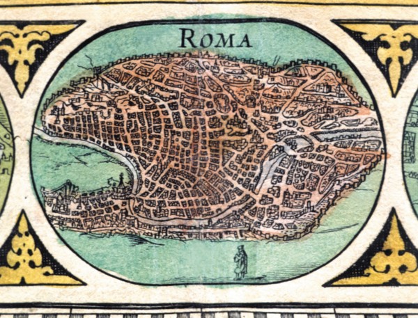 Rome, colored engraving from the book 'Le Theatre du monde' or 'Nouvel Atlas', 1645, created, pri?