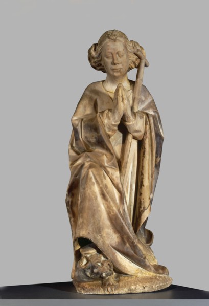 A person praying. Sculpture from the tomb of Bishop Bernat de Pau (1394-1457), made in alabaster,?