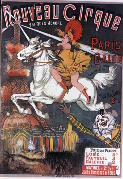 Poster announcing the 'Nouveau Cirque', installed in Paris, drawing 1889.