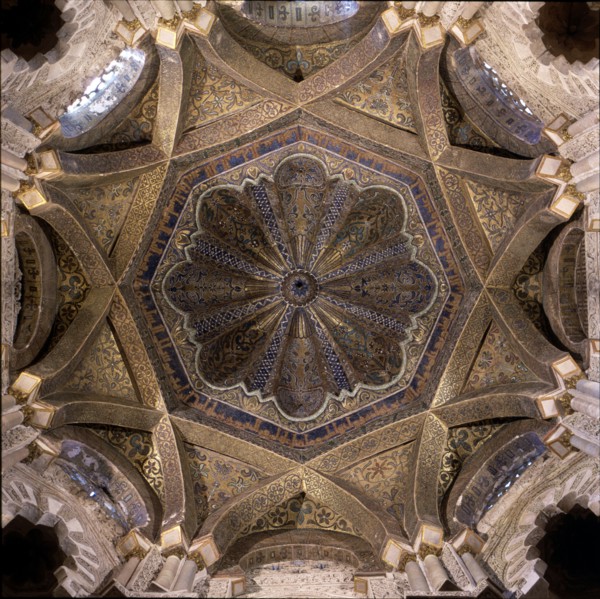 Dome of the Mihrab of the Mosque of Cordoba, coated in fine Byzantine mosaic, built by the King A?