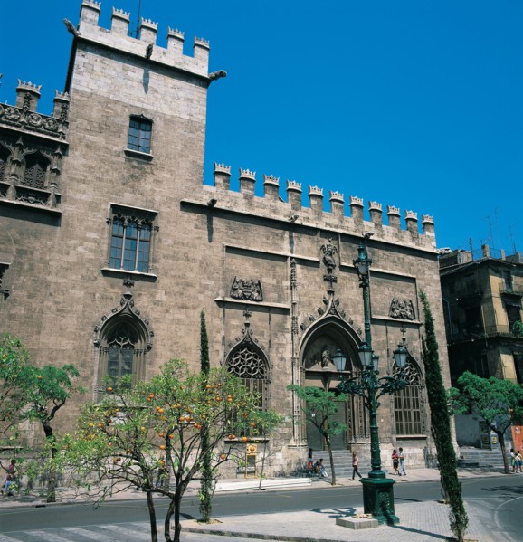 The Lonja of Valencia merchants, seen from outside the building, built by Pere Comte between 1482?