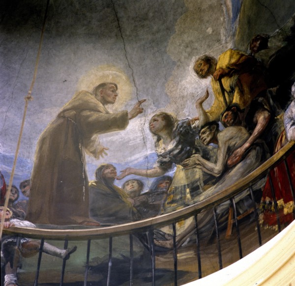 Detail of the mural on the ceiling of the Chapel of San Antonio de la Florida in Madrid.