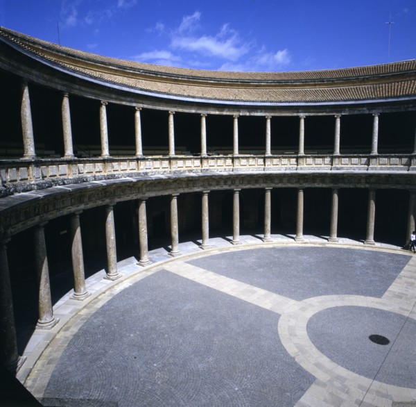 Circular courtyard of the Palace of Charles V at the Alhambra in Granada, by Pedro Machuca.