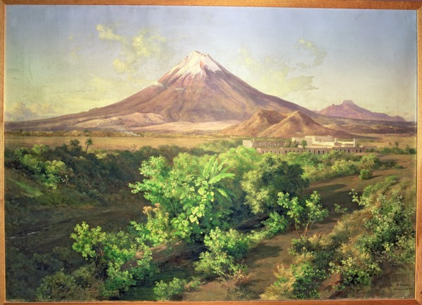 'Mexican landscape with volcano peak', Oil, 1887 by Jose Maria Velasco.