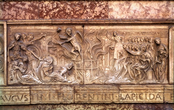 Relief in the Oratory façade arch of San Bernardino in Perugia.