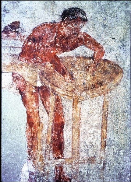 Palace of the Popes, fresco with a scene of preparing a banquet.