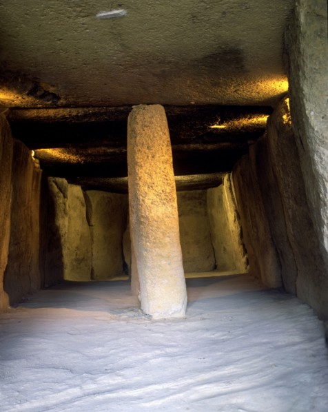 Dolmen inside Menga cave, they were used as collective tombs.