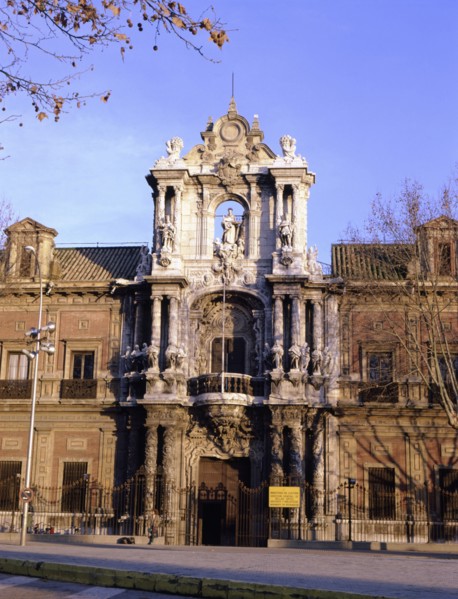 View of the façade of the Palace of San Telmo, by Leonardo Figueroa, in Seville.