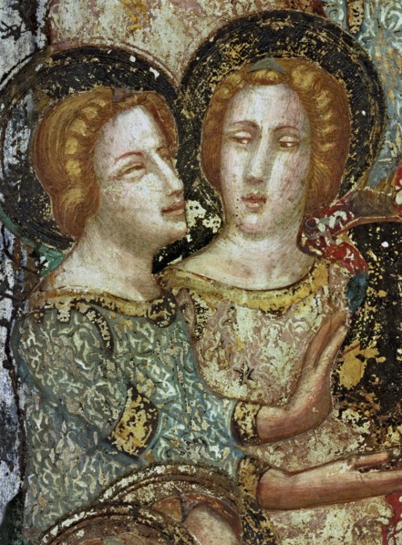 'Offering angels', detail. Mural of 1346 in the Chapel of Saint Michael or 'Day cell' from the P?