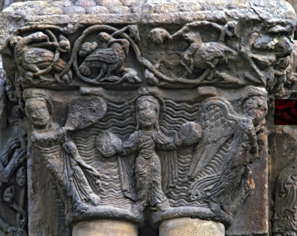 Capital of the Church of Santo Domingo de Soria, scene of Genesis, the Eternal Father separates t?