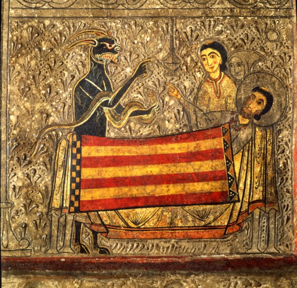 Front of Sant Marti of Gia or Xia in the Benasque Valley, Alta Ribagorza, with scenes of the life?