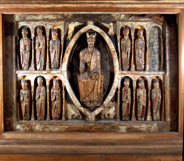 Polychromed sculpture with 'Maiestas Domini', front from Santa Maria de Taüll, Boi in Alta Ribago?