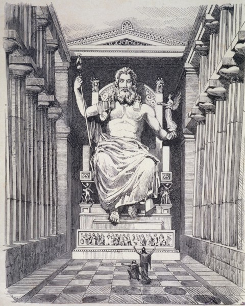 Chryselephantine statue of Zeus, built in year 471 BC, in the temple of Olympia, by Phidias. Germ?