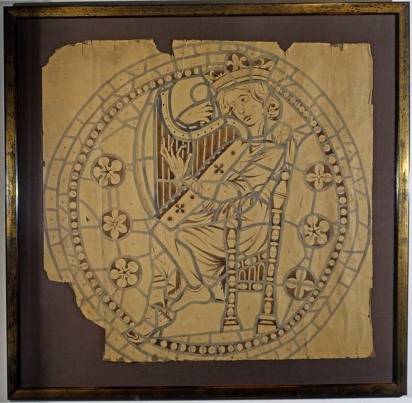 'King David', drawing for the north rose window of the cathedral, made in paper.