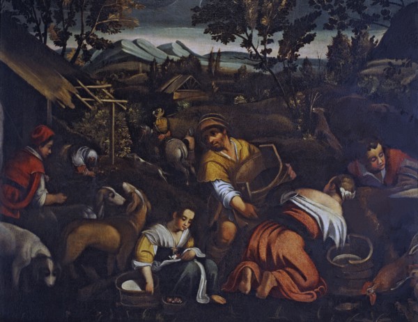 'Rural scene', oil on canvas.