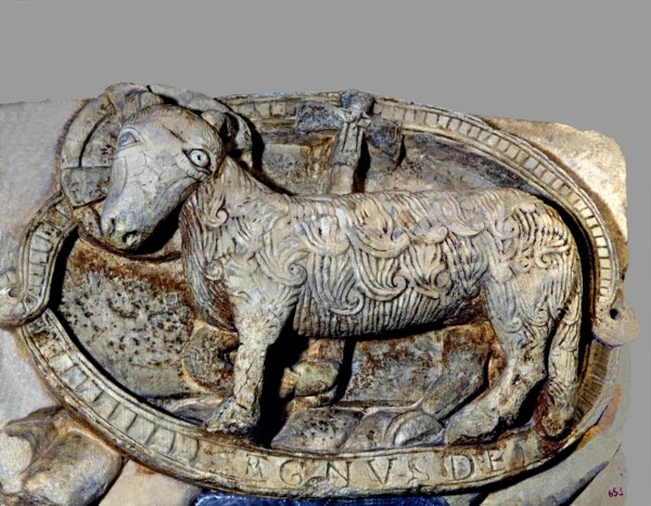 'Agnus Dei', sculptural relief, marble, c. 1160-1165, by the Master of Cabestany, from the monas?
