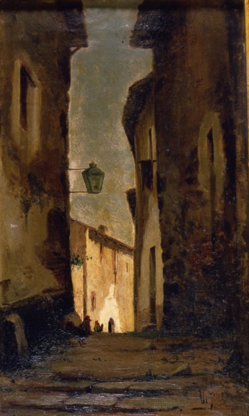 Street of a village' by Modest Urgell.