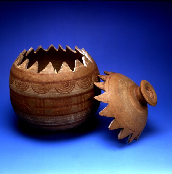 Gear-shaped urn, Iberian pottery with geometrical decoration, from the tomb 37 of the necropolis ?