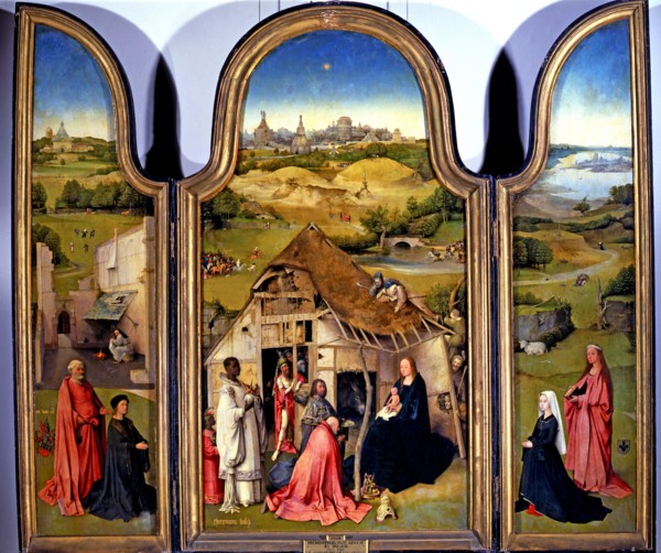 'The Adoration of the Magi', view of the opened panel, work of Hieronymus Bosch.