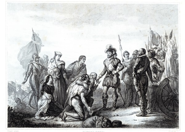 King Henry IV during the unsuccessful siege of Paris in 1590, engraving from 1853.