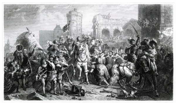 Entry of Henri IV in Paris in 1594 after his conversion to Catholicism and his proclamation as ki?