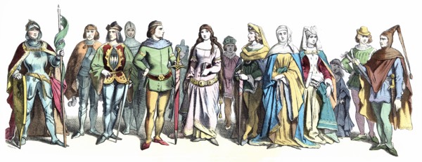 Personages of late 14th and early 15th century, German engraving 1860.