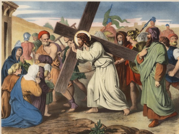 Via Crucis. Eighth station. Jesus speaks to the daughters of Jerusalem. Drawing by Pascual. Barsa?
