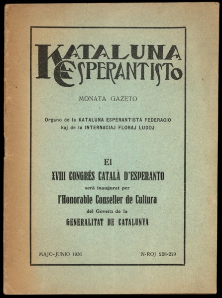 Official program of the 18th Congress of Esperanto held in Manresa, May 1936.