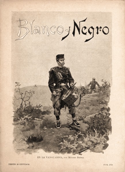 Cover of the magazine 'Blanco y Negro'. Madrid, September 1894. Infantry drum. Drawing by Méndez ?