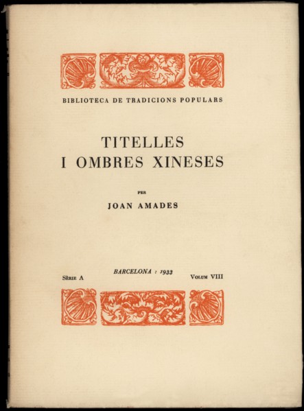 Book cover of 'Titelles i ombres xineses' by Joan Amades, published by the Biblioteca de Tradicio?