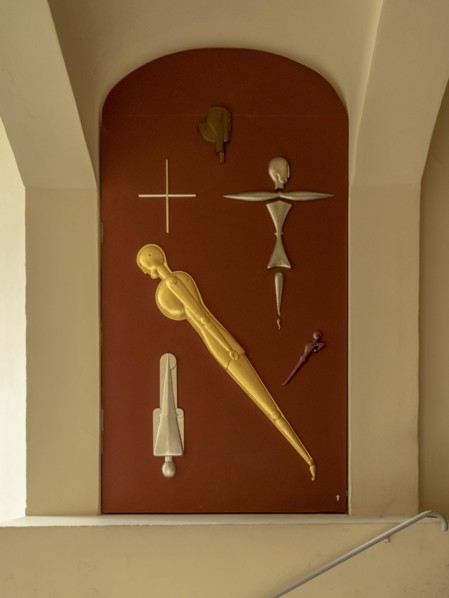 Relief by Joost Schmidt, main building, Bauhaus-University, Weimar, Germany,  (1904-1911), 2018.  Artist: Alan John Ainsworth.