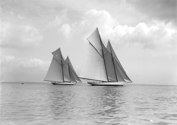 The magnificent schooners 'Germania' and 'Waterwitch', 1911. Creator: Kirk & Sons of Cowes.