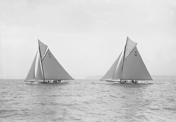 'Ventana' and 'The Truant' racing upwind, 1913. Creator: Kirk & Sons of Cowes.