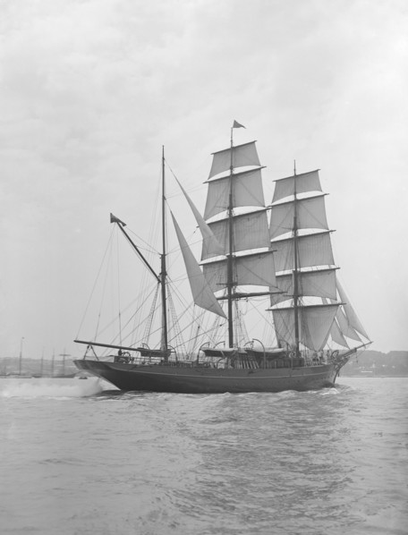 The 135 ft barque sailing ship 'Modwena', 1911. Creator: Kirk & Sons of Cowes.