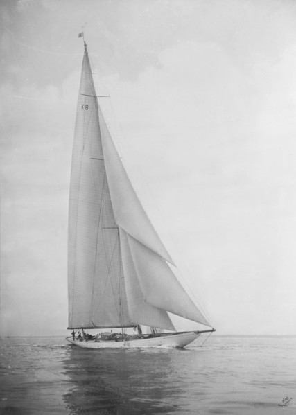 The 23 Metre 'Candida' sailing close-hauled, 1935. Creator: Kirk & Sons of Cowes.