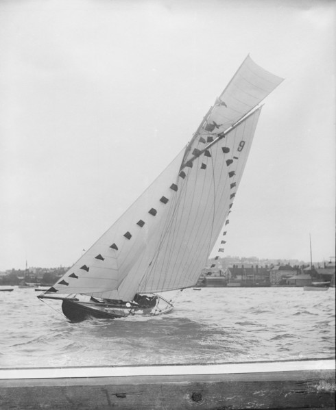 The cutter 'Mazurka' sailing close-hauled. Creator: Kirk & Sons of Cowes.