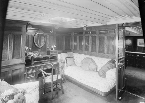 Interior of boudoir on 'Venetia', 1920. Creator: Kirk & Sons of Cowes.