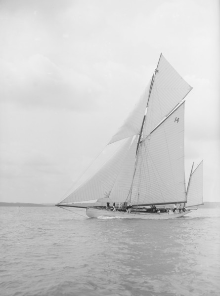 The yawl 'Celia' under way, 1913. Creator: Kirk & Sons of Cowes.