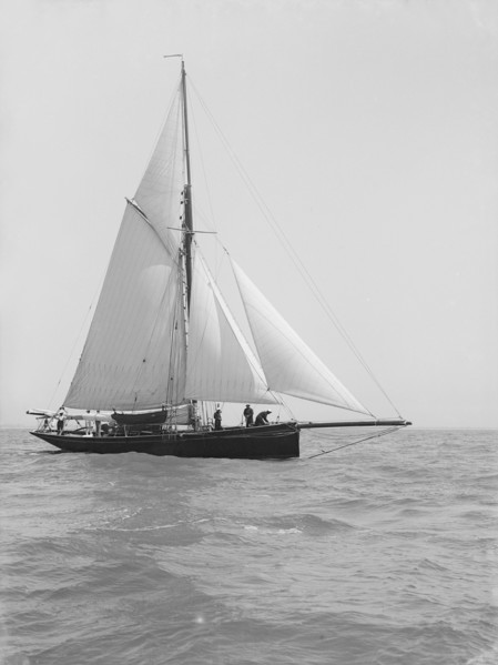 The cutter 'Monara' under sail, 1914. Creator: Kirk & Sons of Cowes.